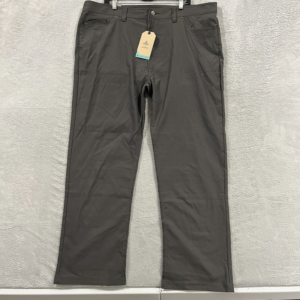 Prana Brion II Slim Fit Tapered Leg Pants Men 42x30 Gray Stretch Water Repellent